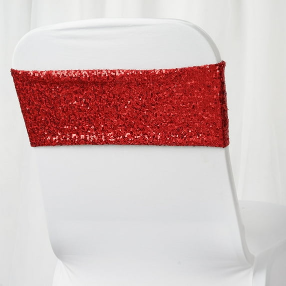 Balsa Circle 5 Spandex Chair Sequined Sashes Wedding Decorations Red