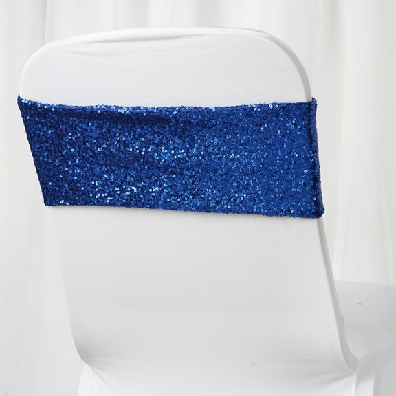 Balsa Circle 5 Spandex Chair Sequined Sashes Wedding Decorations Royal Blue