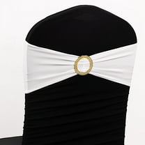 BalsaCircle 5 Spandex White 5x14" Stretchable Chair Sashes with Gold Rhinestone Buckles Party Decorations