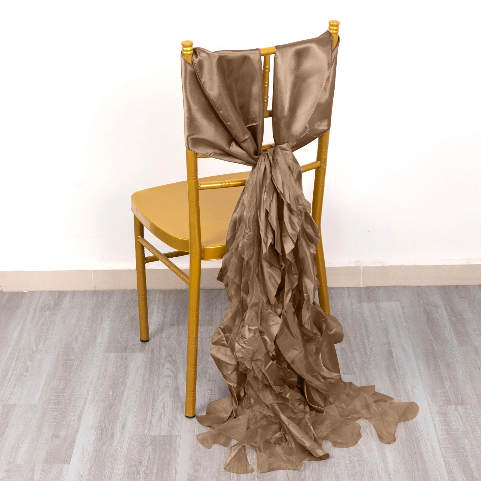 BalsaCircle 5 Taupe Curly Willow Chiffon Satin Chair Sashes Wedding ...