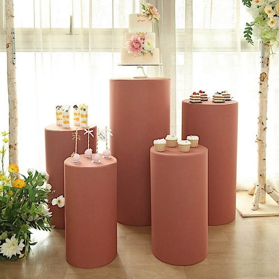 Balsa Circle 5 Terracotta Cylinder Pedestal Fitted Spandex Display Stand Covers Set Party Events Decorations Supplies