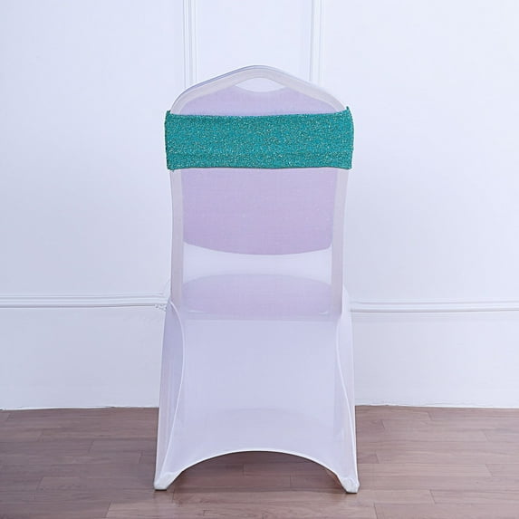 BalsaCircle 5 Turquoise Metallic Spandex Chair Sashes Bows Ties Ceremony