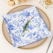 Balsa Circle 5 White 20x20 in Satin Dinner Table Napkins Blue Floral Design Party Events Decorations Supplies