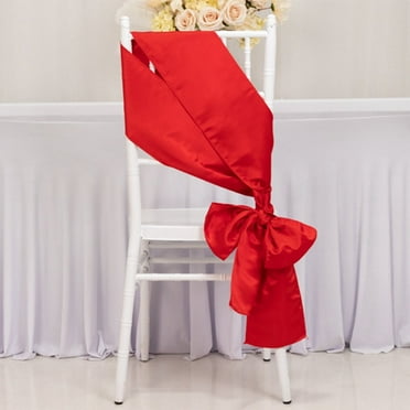 BalsaCircle 5 White Lamour Satin Chair Sashes for Wedding Party Ceremony Reception Decorations Washable Elegant Chair Décor