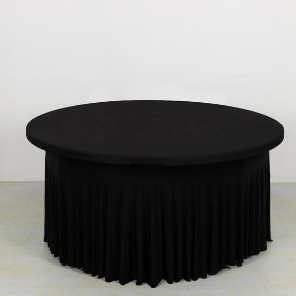 BalsaCircle 5 feet Black Wavy Spandex Fitted Round Tablecloth Table Skirt Table Linens