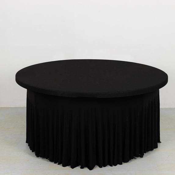 BalsaCircle 5 feet Black Wavy Spandex Fitted Round Tablecloth Table Skirt Table Linens