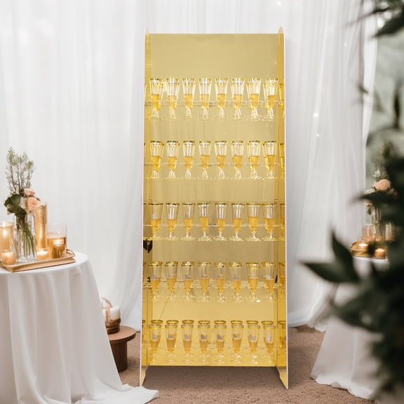 BalsaCircle 5 feet Gold 5-Tier Foam Wine Glass Rack Champagne Flute Holder Stand party Events Decorations