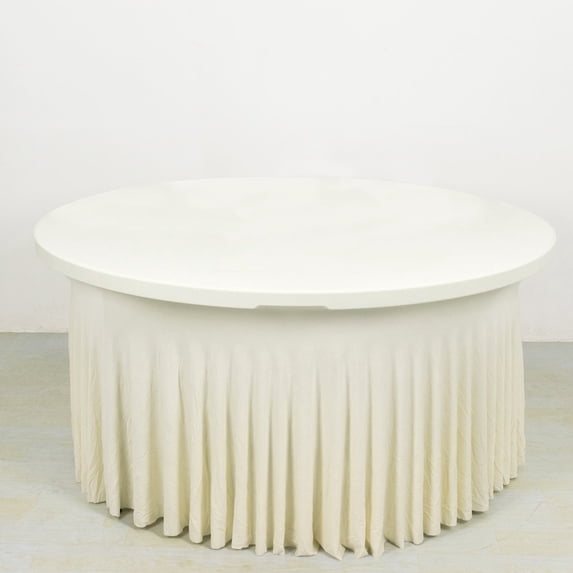 BalsaCircle 5 feet Ivory Wavy Spandex Fitted Round Tablecloth Table Skirt Table Linens