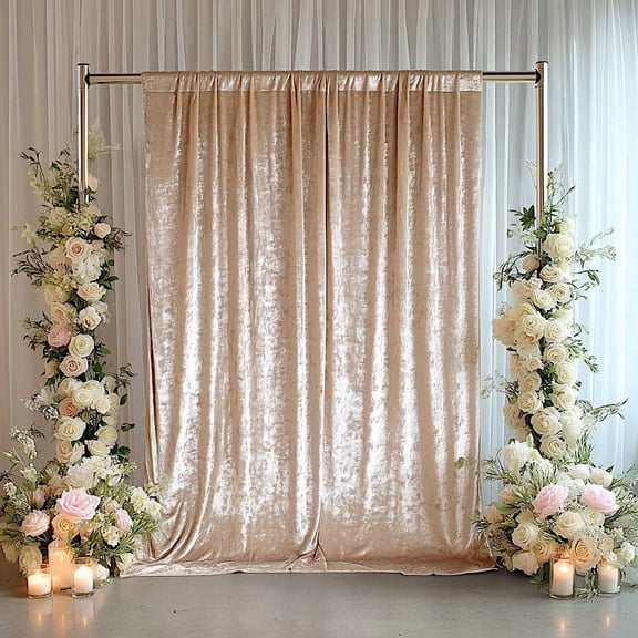 BalsaCircle 5 feet x 12 feet Beige Velvet Backdrop Curtain Wedding Party Photobooth Decorations
