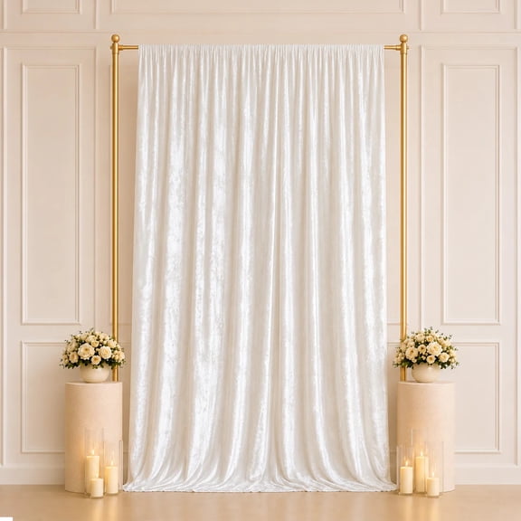 BalsaCircle 5 feet x 12 feet White Crushed Velvet Backdrop Curtain 70% Blackout with Rod Pocket Wedding Party Photobooth Decorations