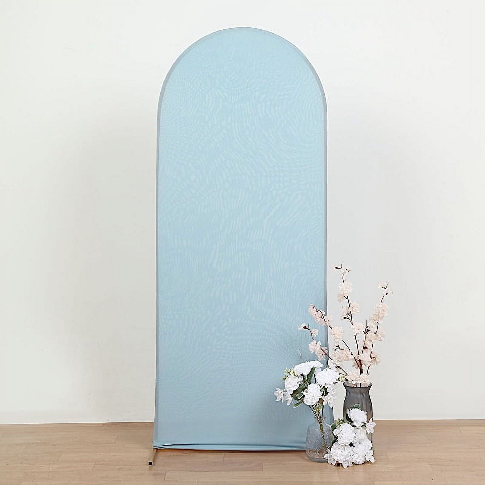 BalsaCircle 5 ft Dusty Blue Fitted Matte Spandex Round Top Wedding Arch ...