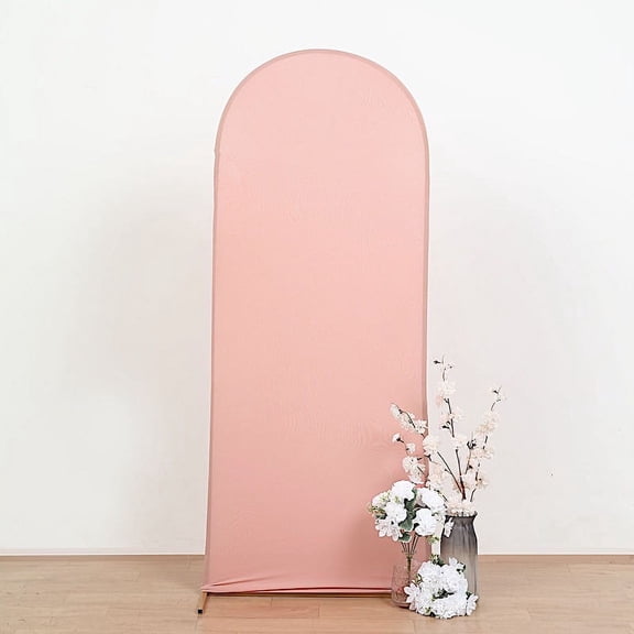 BalsaCircle 5 ft Dusty Rose Fitted Matte Spandex Round Top Wedding Arch Backdrop Stand Cover Party Events Decorations