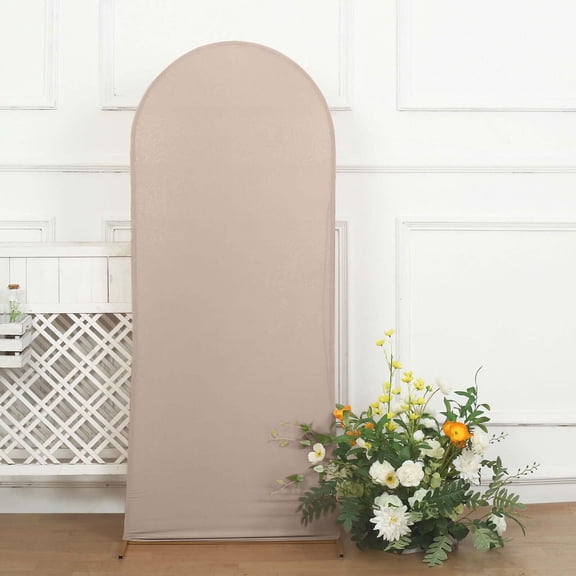 BalsaCircle 5 ft Nude Fitted Matte Spandex Round Top Wedding Arch Backdrop Stand Cover Party Events Decorations