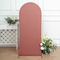 thumbnail image 1 of BalsaCircle 5 ft Terracotta Fitted Matte Spandex Round Top Wedding Arch Backdrop Stand Cover Party Events Decorations, 1 of 7