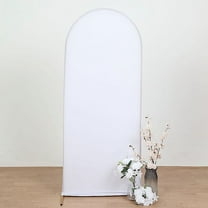 BalsaCircle 5 ft White Fitted Matte Spandex Round Top Wedding Arch Backdrop Stand Cover Party Events Decorations