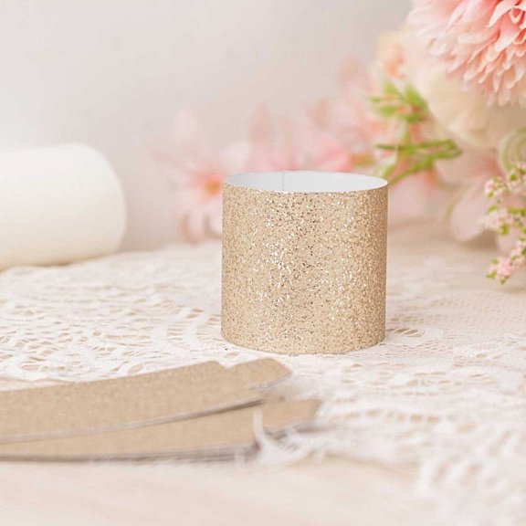 BalsaCircle 50 Beige Glittered Disposable Paper Napkin Rings Dinner Party Wedding Decorations Events Reception Supplies