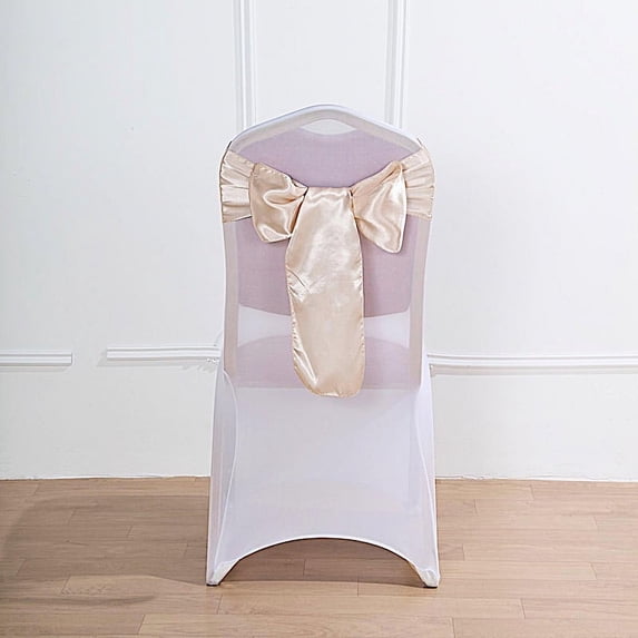 BalsaCircle 50 Beige Satin Chair Sashes Bows Ties Wedding Decorations Party Chair Covers Banquet