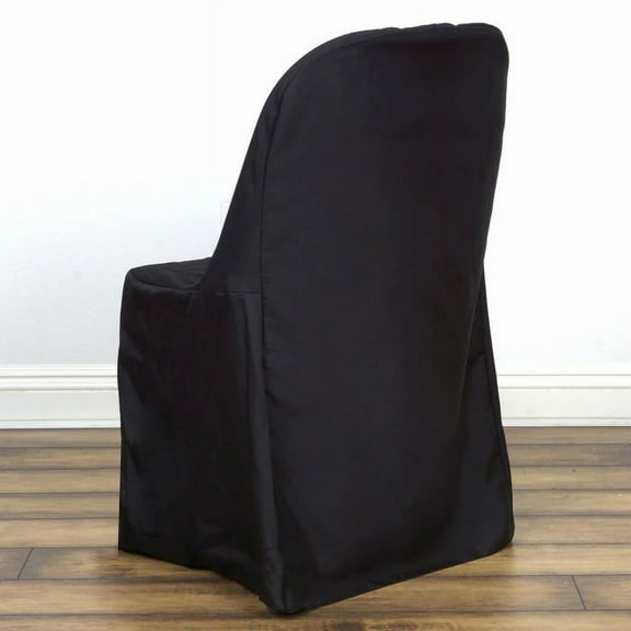 Balsa Circle 50 Black Solid Polyester Folding Chair Covers Slipcovers Linens