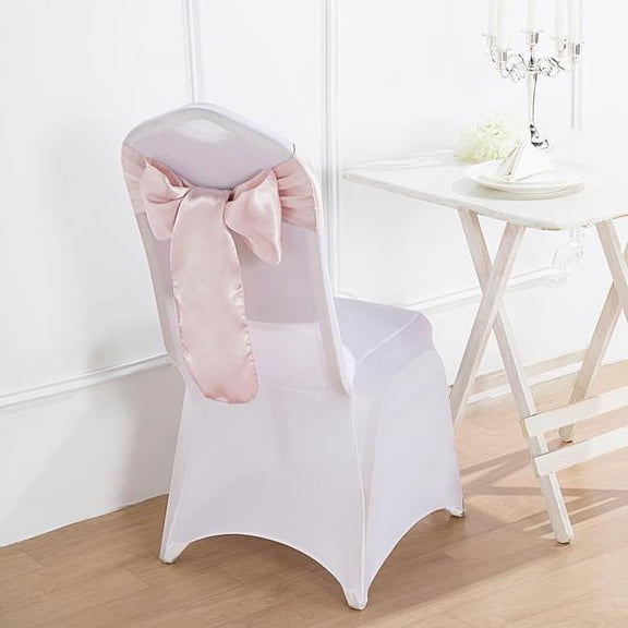 BalsaCircle 50 Blush Satin Chair Sashes Bows Ties Wedding Decorations Party Chair Covers Banquet