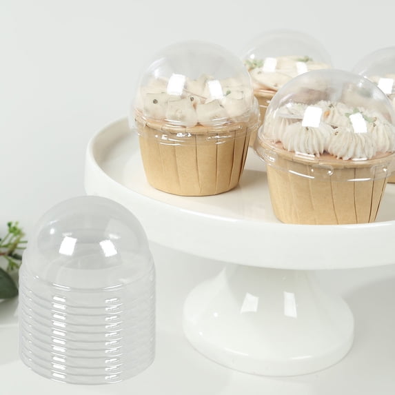 BalsaCircle 50 Clear Disposable Plastic Dome Lids for Cupcake Liners Wedding Party Events Decorations Supplies