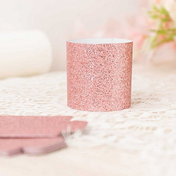BalsaCircle 50 Rose Gold Glittered Disposable Paper Napkin Rings Dinner Party Wedding Decorations Events Reception Supplies
