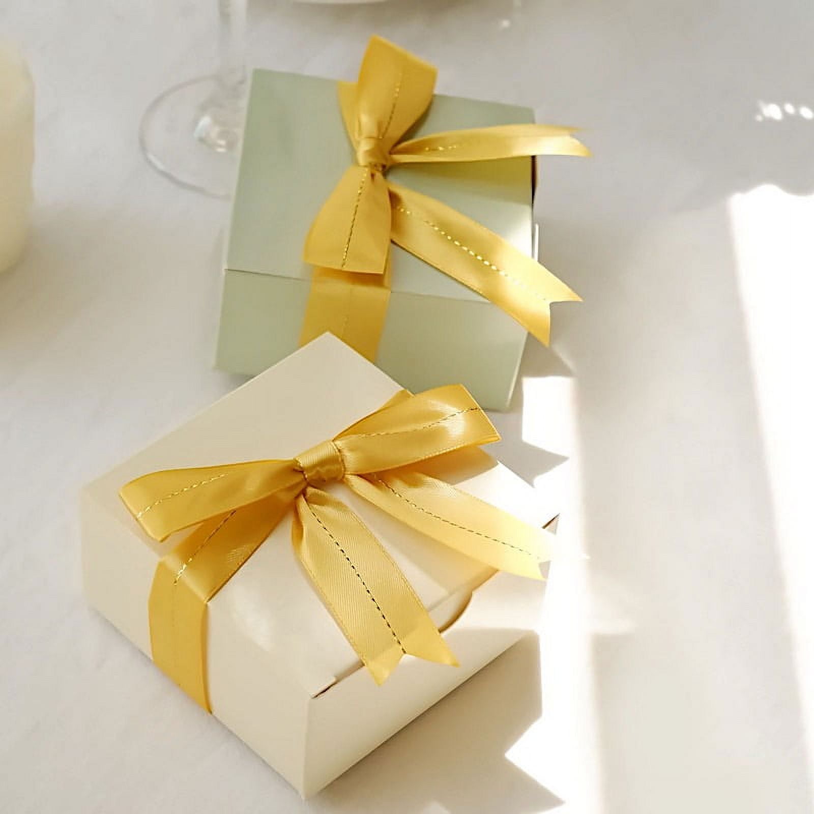  TEHAUX 1 Roll Box Ribbon Xmas Gold Bows for Gift Wrapping Metal  Wrapping Paper : Health & Household