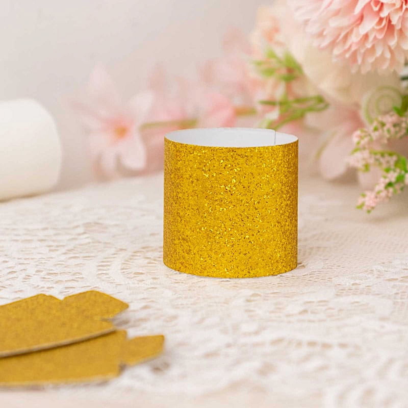 BalsaCircle 50 Gold Glittered Disposable Paper Napkin Rings Dinner ...