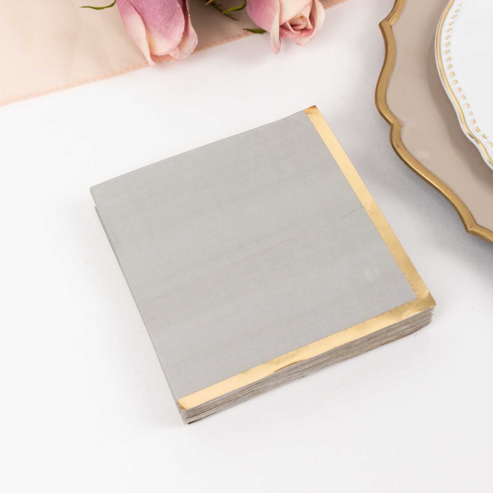 BalsaCircle 50 Gray Disposable 2 Ply Soft Dinner Cocktail Paper Napkins ...