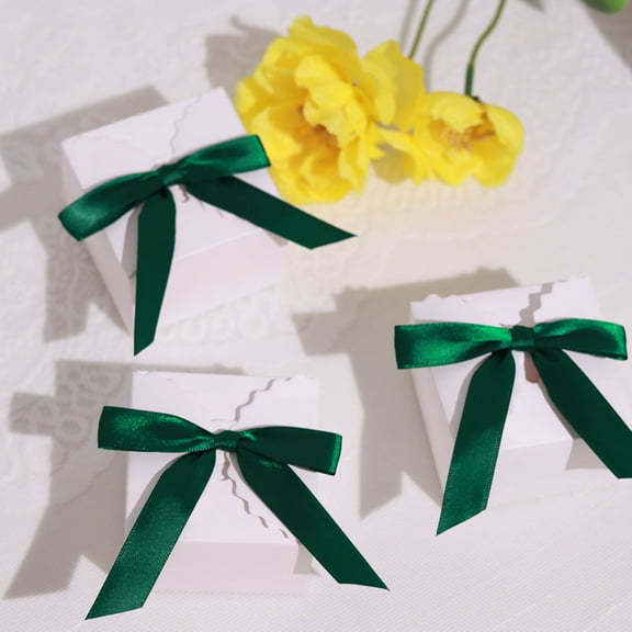 BalsaCircle 50 Hunter Green 3" Pre Tied Mini Satin Ribbon Twist Tie Bows Gift Wrapping DIY Wedding