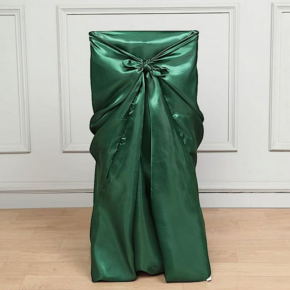 BalsaCircle 50 Hunter Green Universal Solid Satin Chair Covers Slipcovers Wedding Decorations