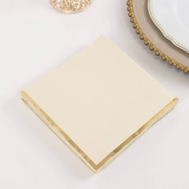 BalsaCircle 50 Ivory Gold Trim 2 Ply Dinner Cocktail Paper Napkins Party Events Home Decorations Supplies