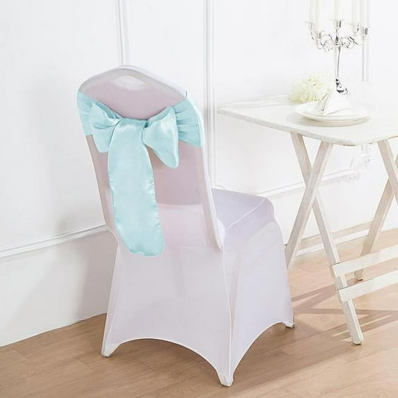 BalsaCircle 50 Light Blue Satin Chair Sashes Bows Ties Wedding Decorations Party Chair Covers Banquet