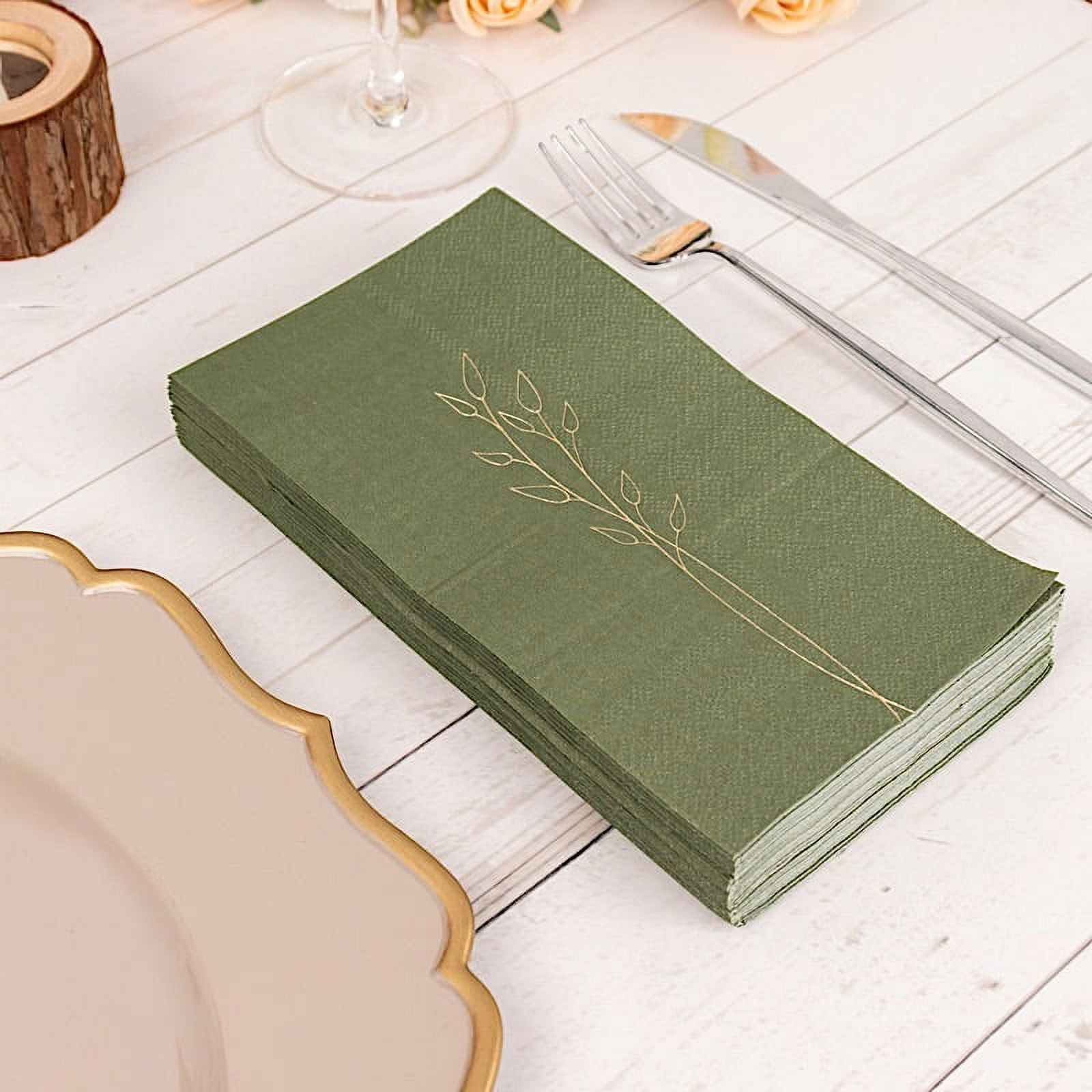 BalsaCircle 50 Olive Green Soft 2 Ply Disposable Dinner Paper Napkins ...