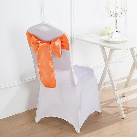 BalsaCircle 50 Orange Satin Chair Sashes Bows Ties Wedding Decorations Party Chair Covers Banquet