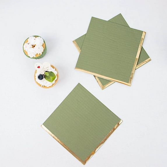 BalsaCircle 50 Olive Green Gold Trim 2 Ply Dinner Cocktail Paper Napkins Party Events Home Decorations Supplies