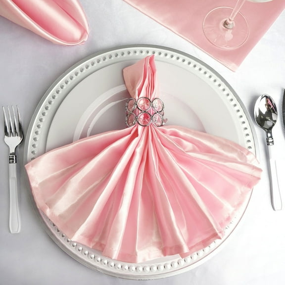 BalsaCircle 50 Pieces 20" Blush Satin Dinner Napkins Wedding Party