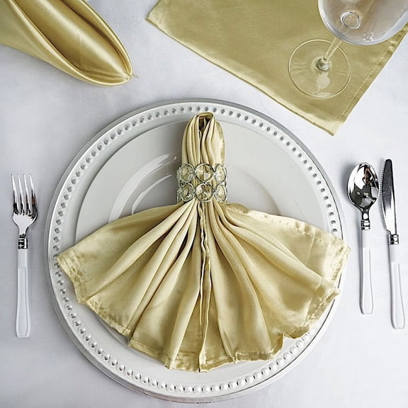 BalsaCircle 50 Pieces 20" Champagne Satin Dinner Napkins Wedding Party