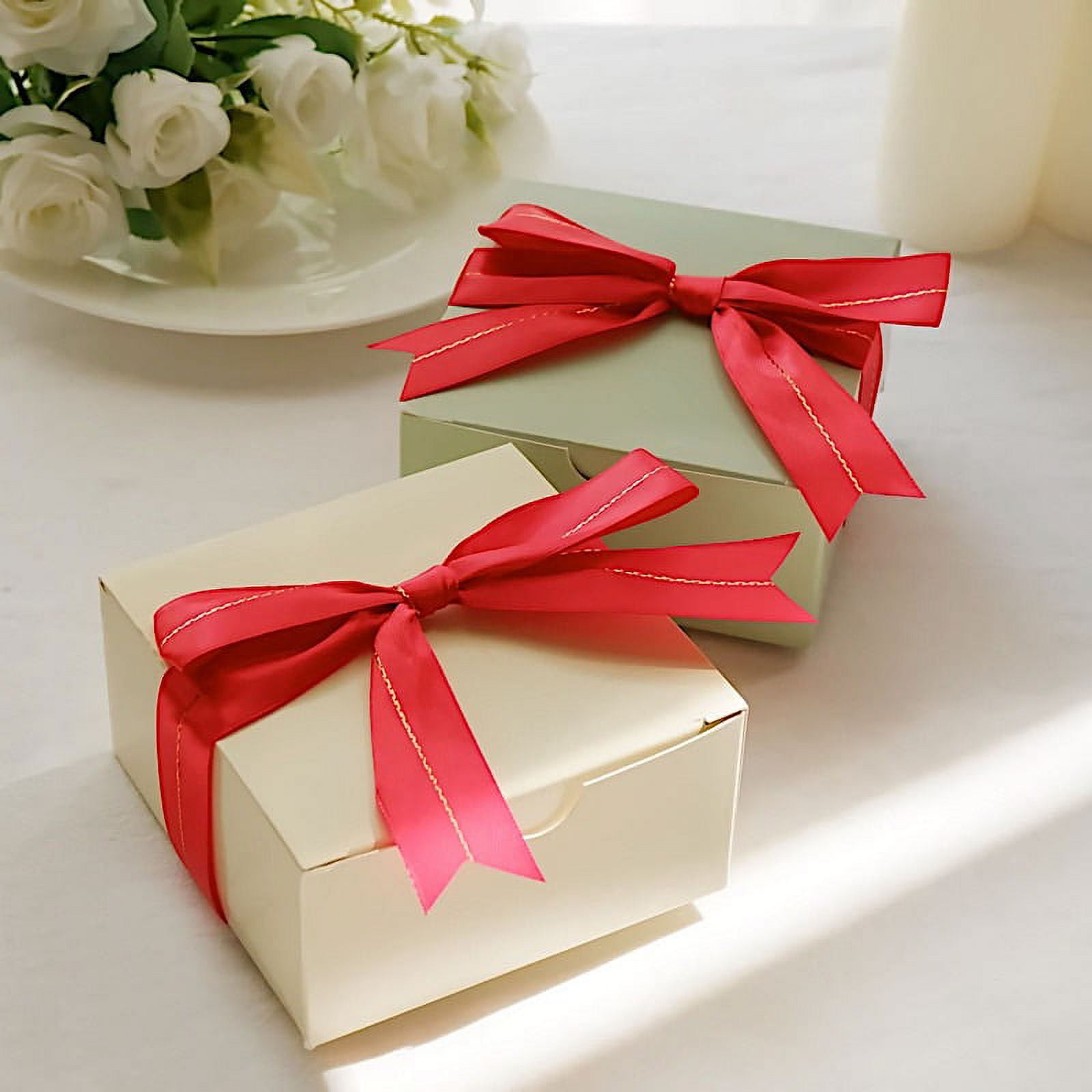  TEHAUX 1 Roll Box Ribbon Xmas Gold Bows for Gift Wrapping Metal  Wrapping Paper : Health & Household