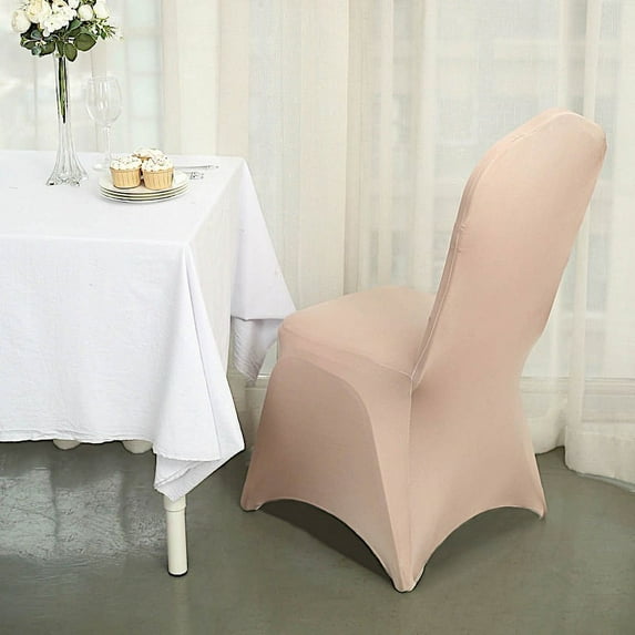 Balsa Circle 50 Rose Gold Spandex Stretchable Banquet Solid Chair Covers Slipcovers