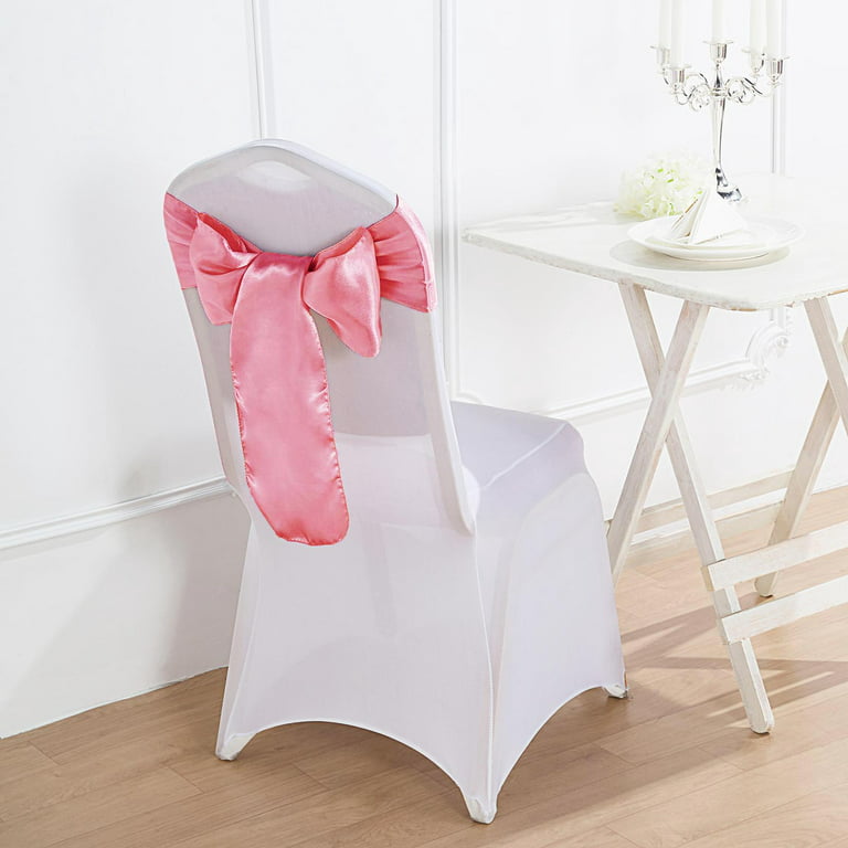 BalsaCircle 50 Rose Quartz Pink Satin Chair Sashes Bows Ties Wedding Party  Chair Covers Banquet 
