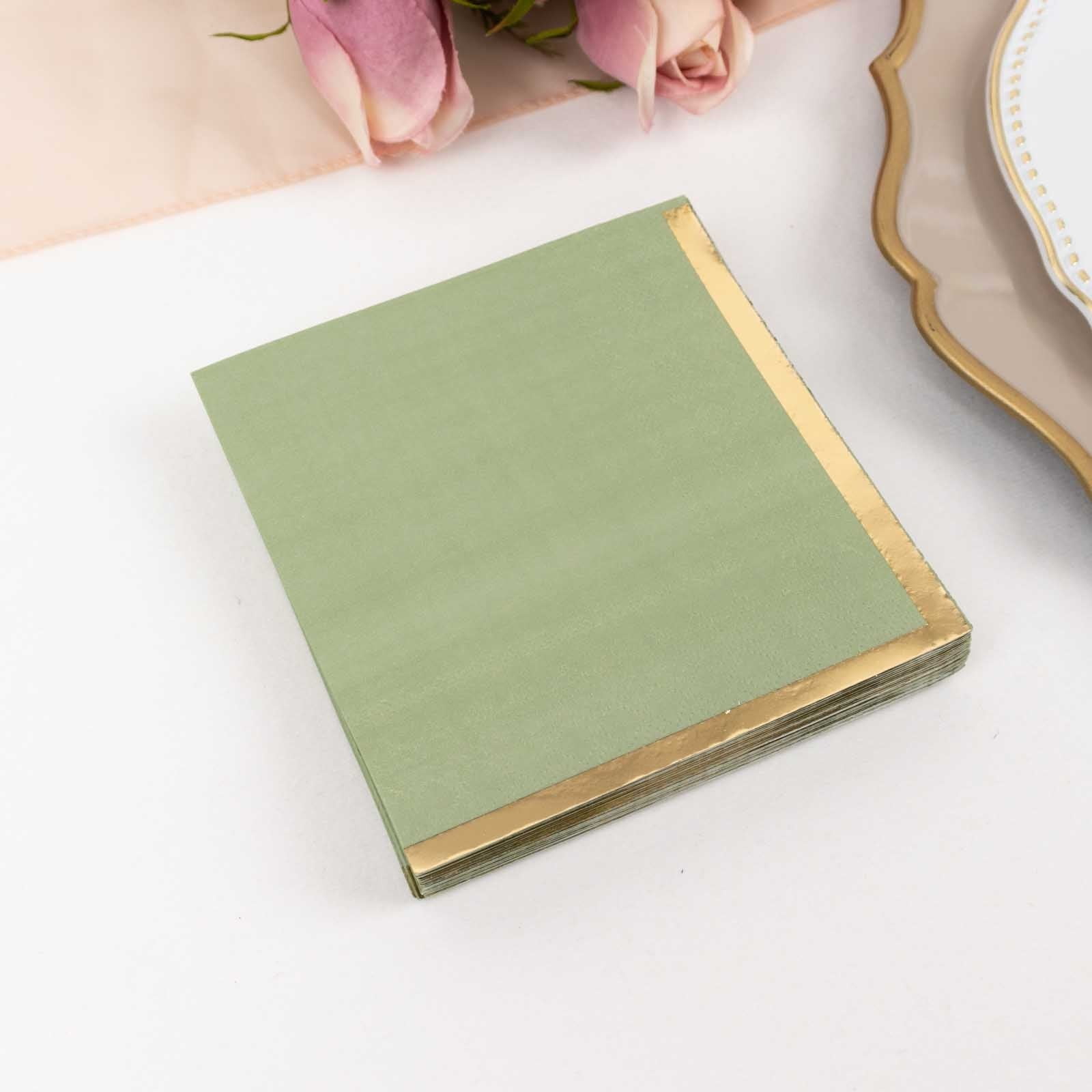 BalsaCircle 50 Sage Green Disposable 2 Ply Soft Dinner Cocktail Paper ...