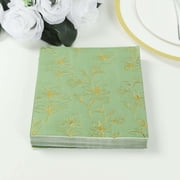 BalsaCircle 50 Sage Green Plain Soft 2 Ply Square Table Paper Napkins with Magnolia Flowers Print Party Events Decorations