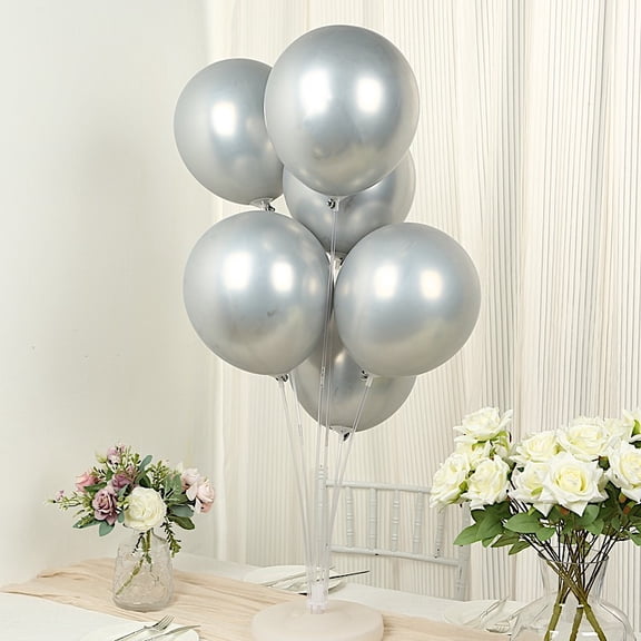 BalsaCircle 50 Silver 12 in Round Metallic Latex Biodegradable Balloons Wedding Reception Events Birthday Party Decorations Supplies
