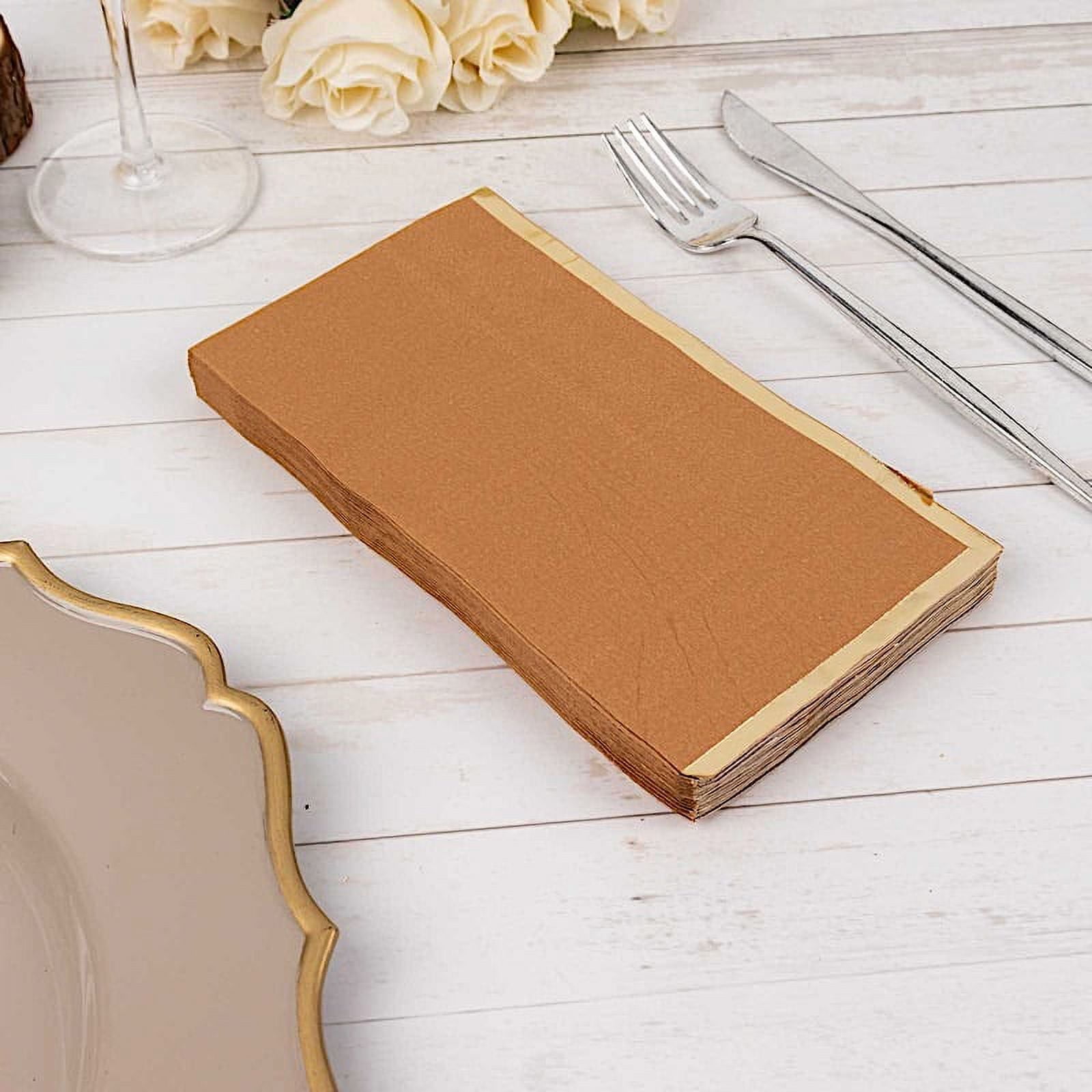 BalsaCircle 50 Plain Soft 2 Ply Dinner Table Paper Napkins with Gold ...