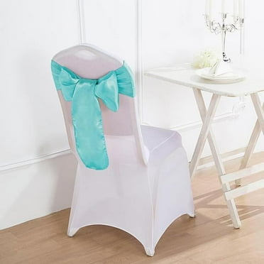 BalsaCircle 50 Turquoise Satin Chair Sashes Bows Ties Wedding Decorations Party Chair Covers Banquet