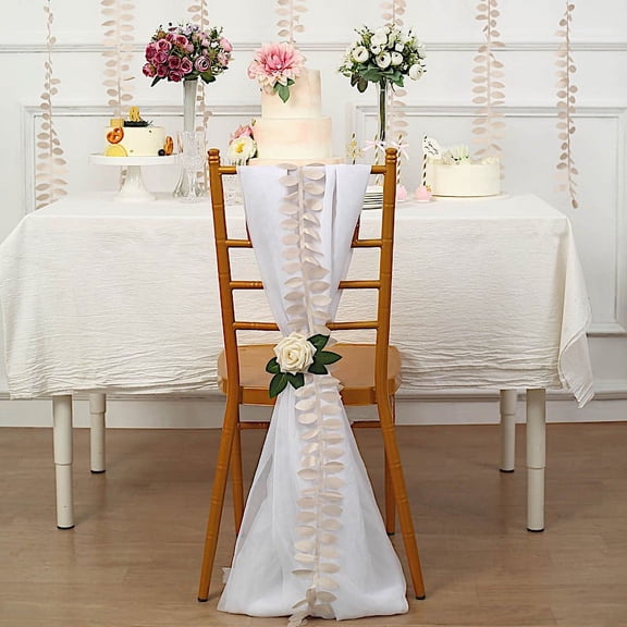 Balsa Circle 50 ft Beige Taffeta Ribbon Sash DIY Fabric Leaves Petals Garland Party Events Reception Decorations