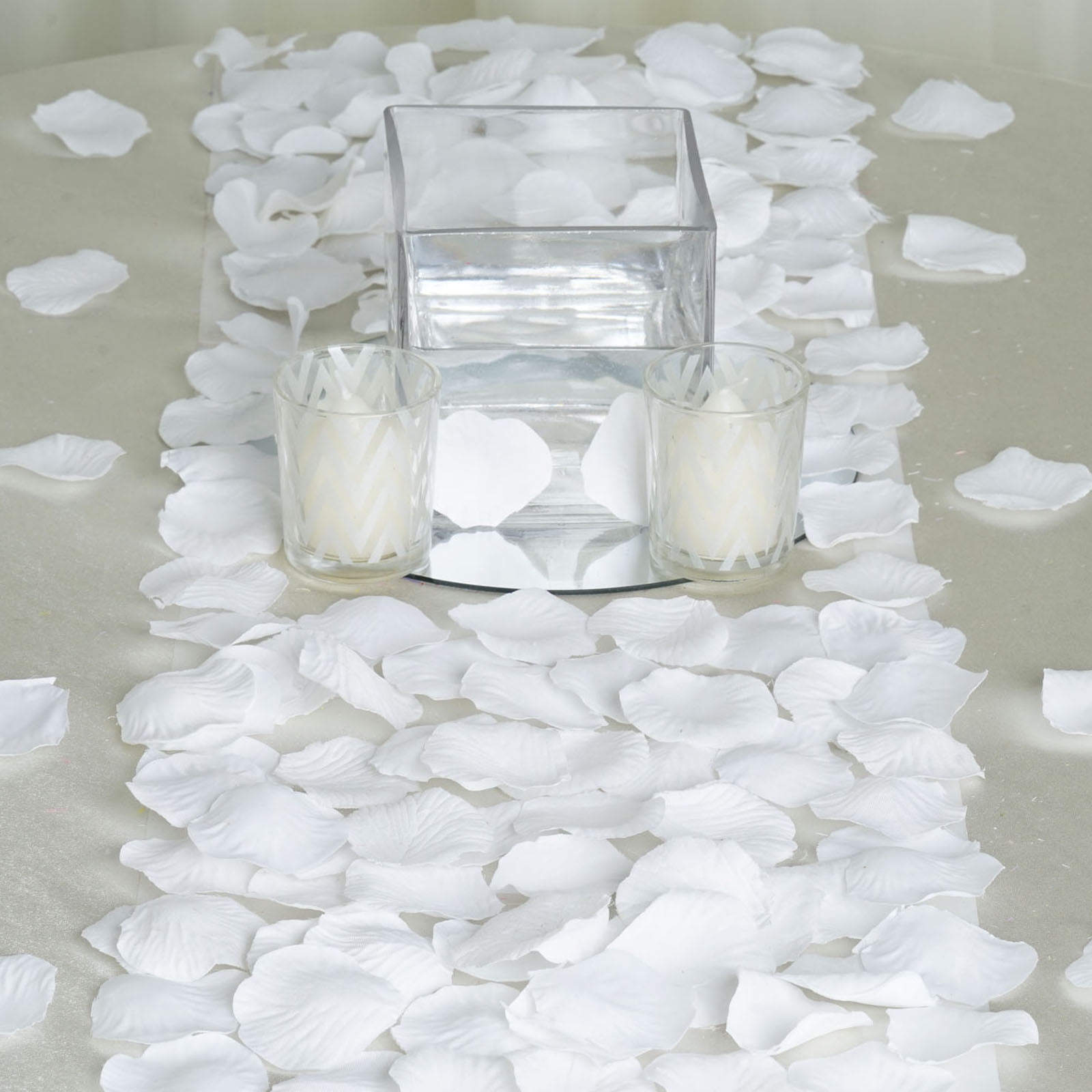BalsaCircle 500 Silk Rose Petals Wedding Decorations Bulk Supplies White