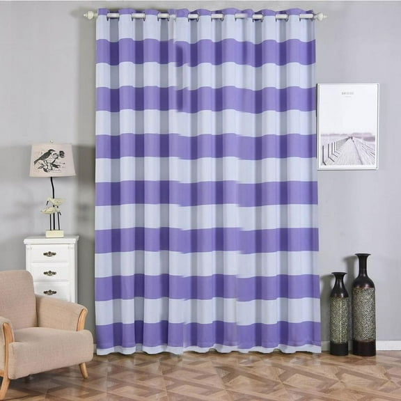 BalsaCircle 52" x 108" Lavender Cabana Stripe Curtains Drapes Panels Grommet Window Treatments Decorations