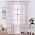 thumbnail image 1 of BalsaCircle 52" x 108" White Blush Faux Linen Sheer Stripe Curtains Drapes Panels Window Treatments Decorations, 1 of 4