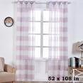 thumbnail image 1 of BalsaCircle 52" x 108" White Lavender Faux Linen Sheer Stripe Curtains Drapes Panels Window Treatments, 1 of 4